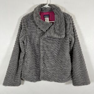 Patagonia Gray Pelage Faux Fur Full Zip & Snap Fleece Jacket Womens Size Small
